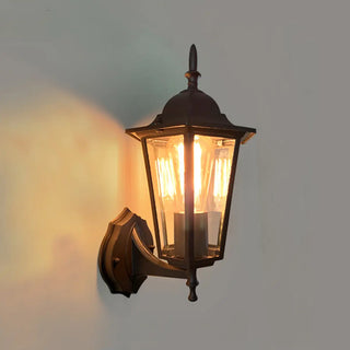 Vintage Glass Lantern Outdoor Ambient Wall Light Gold Zawala Image - 6