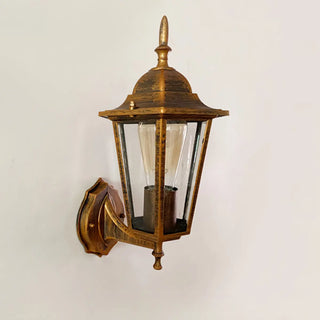 Vintage Glass Lantern Outdoor Ambient Wall Light Gold Zawala Image - 7