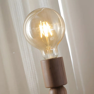 Stylish Beige Bell Shade Curved Wood Base Table Lamp Zawala Image - 11