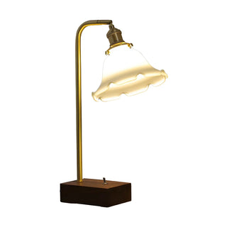 Stylish Beige Bell Shade Curved Wood Base Table Lamp Zawala Image - 15