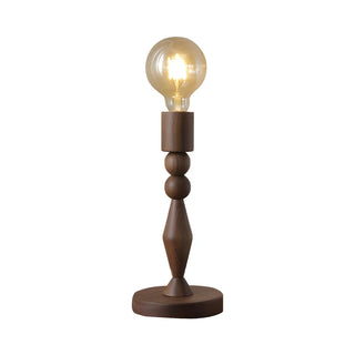 Stylish Beige Bell Shade Curved Wood Base Table Lamp Zawala Image - 17
