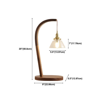 Stylish Beige Bell Shade Curved Wood Base Table Lamp Zawala Image - 21