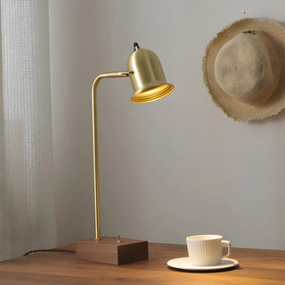 Stylish Beige Bell Shade Curved Wood Base Table Lamp Zawala Image - 3