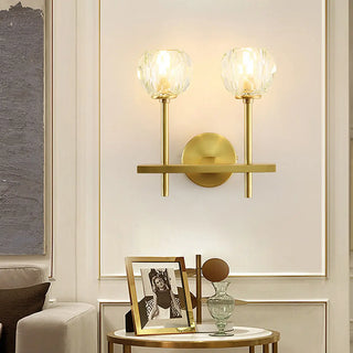 Bedroom Minimalist Gold Faceted Globe Wall Sconce Zawala Image - 2