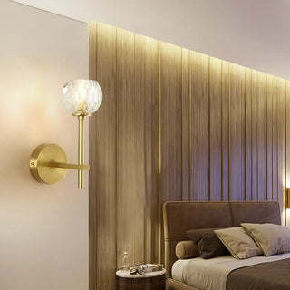 Bedroom Minimalist Gold Faceted Globe Wall Sconce Zawala Image - 4