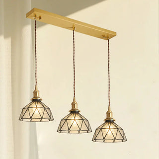 ZOWALA - Vintage Geometric Amber Glass Dining Room Pendant Light Image - 10