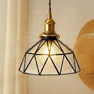 ZOWALA - Vintage Geometric Amber Glass Dining Room Pendant Light Image - 13