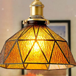 ZOWALA - Vintage Geometric Amber Glass Dining Room Pendant Light Image - 14