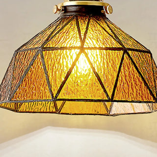 ZOWALA - Vintage Geometric Amber Glass Dining Room Pendant Light Image - 15