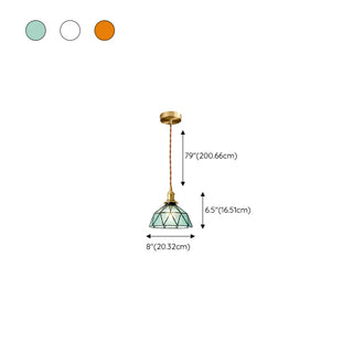 ZOWALA - Vintage Geometric Amber Glass Dining Room Pendant Light #size