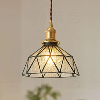 ZOWALA - Vintage Geometric Amber Glass Dining Room Pendant Light Image - 3