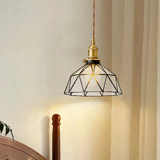 ZOWALA - Vintage Geometric Amber Glass Dining Room Pendant Light Image - 5