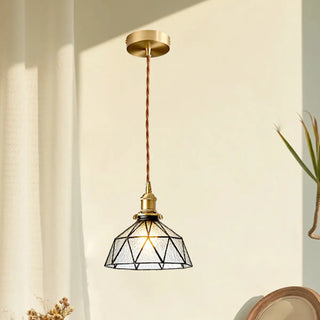 ZOWALA - Vintage Geometric Amber Glass Dining Room Pendant Light Image - 7
