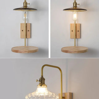 Industrial Glass and Wood Bedside Metal Wall Sconce Zawala Image - 10