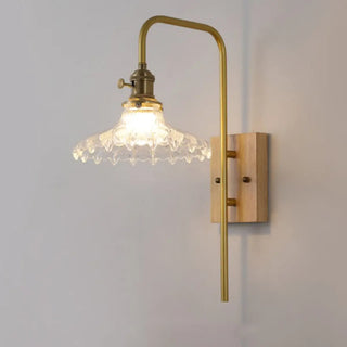 Industrial Glass and Wood Bedside Metal Wall Sconce Zawala Image - 11