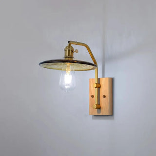 Industrial Glass and Wood Bedside Metal Wall Sconce Zawala Image - 4