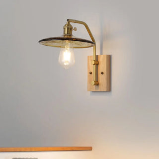 Industrial Glass and Wood Bedside Metal Wall Sconce Zawala Image - 6