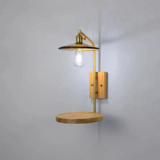 Industrial Glass and Wood Bedside Metal Wall Sconce Zawala Image - 7