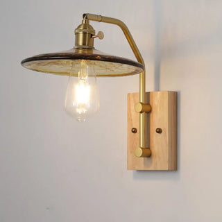 Industrial Glass and Wood Bedside Metal Wall Sconce Zawala Image - 8