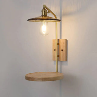 Industrial Glass and Wood Bedside Metal Wall Sconce Zawala Image - 9