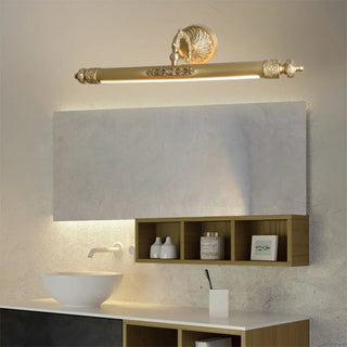 Vintage Brass Linear Metal LED Vanity Mirror Light Zawala Image - 1