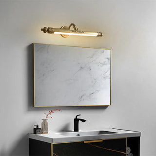 Vintage Brass Linear Metal LED Vanity Mirror Light Zawala Image - 2