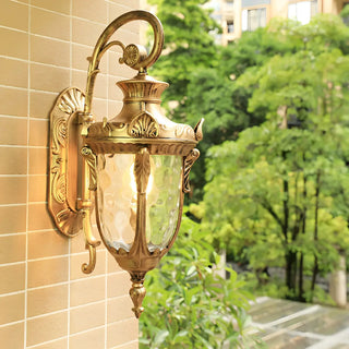 Elegant Lantern Bronze Glass Outdoor LED Wall Lamp Zawala Image - 1
