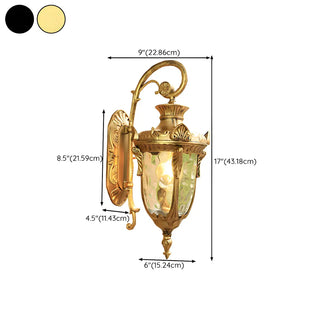 Elegant Lantern Bronze Glass Outdoor LED Wall Lamp Zawala #size