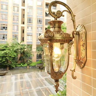 Elegant Lantern Bronze Glass Outdoor LED Wall Lamp Zawala Image - 5