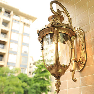 Elegant Lantern Bronze Glass Outdoor LED Wall Lamp Zawala Image - 6