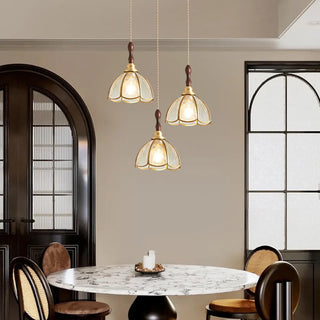 ZOWALA - Vintage Floral Transparent Stained Glass Pendant Light Image - 2