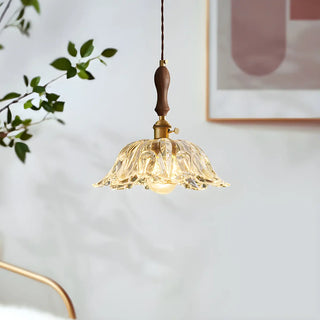 Vintage Flower Glass Pendant Light for Bedroom Gold Zawala Image - 1