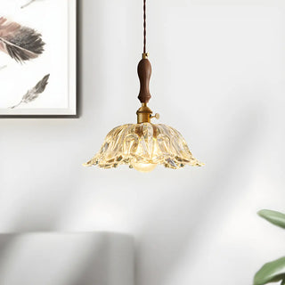 Vintage Flower Glass Pendant Light for Bedroom Gold Zawala Image - 4