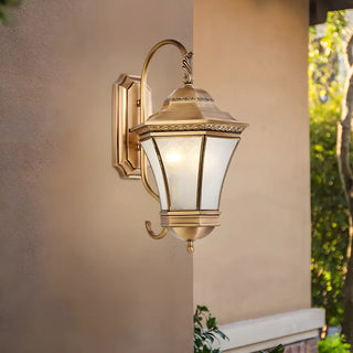 Vintage Gold Glass LED External Wall Lantern Light Zawala Image - 2