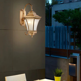 Vintage Gold Glass LED External Wall Lantern Light Zawala Image - 4