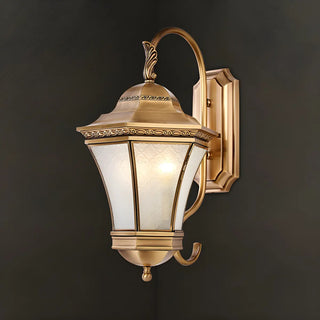 Vintage Gold Glass LED External Wall Lantern Light Zawala Image - 5