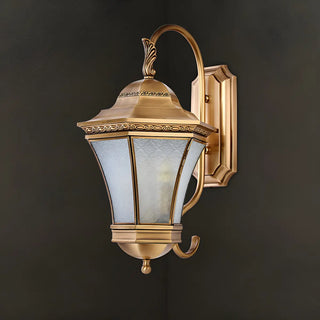 Vintage Gold Glass LED External Wall Lantern Light Zawala Image - 6