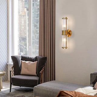 Vintage Gold Crystal Cylinder Vanity LED Mirror Light Zawala Image - 2