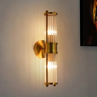 Vintage Gold Crystal Cylinder Vanity LED Mirror Light Zawala Image - 6