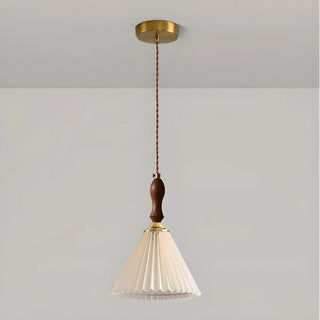 Vintage Cone Wood Pendant Light Dining Room Beige Zawala Image - 10