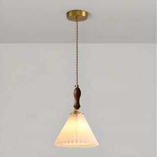 Vintage Cone Wood Pendant Light Dining Room Beige Zawala Image - 11
