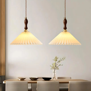 Vintage Cone Wood Pendant Light Dining Room Beige Zawala Image - 5