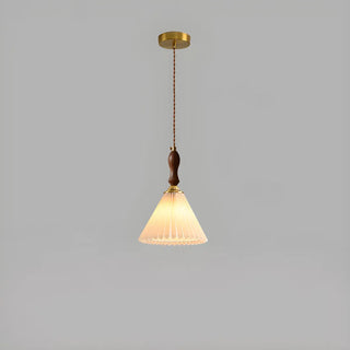 Vintage Cone Wood Pendant Light Dining Room Beige Zawala Image - 6