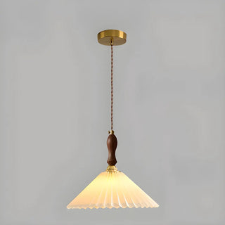 Vintage Cone Wood Pendant Light Dining Room Beige Zawala Image - 7