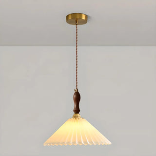 Vintage Cone Wood Pendant Light Dining Room Beige Zawala Image - 9