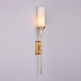 Simplistic Gold Cylinder Fabric Bedroom Wall Sconce Zawala Image - 10