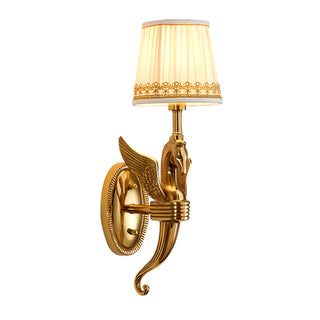 Simplistic Gold Cylinder Fabric Bedroom Wall Sconce Zawala Image - 12