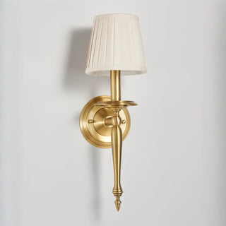 Simplistic Gold Cylinder Fabric Bedroom Wall Sconce Zawala Image - 14