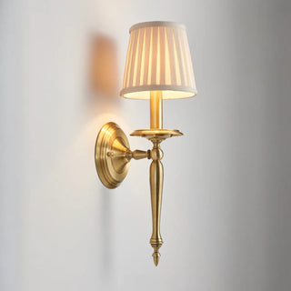 Simplistic Gold Cylinder Fabric Bedroom Wall Sconce Zawala Image - 15