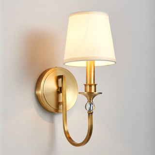 Simplistic Gold Cylinder Fabric Bedroom Wall Sconce Zawala Image - 16
